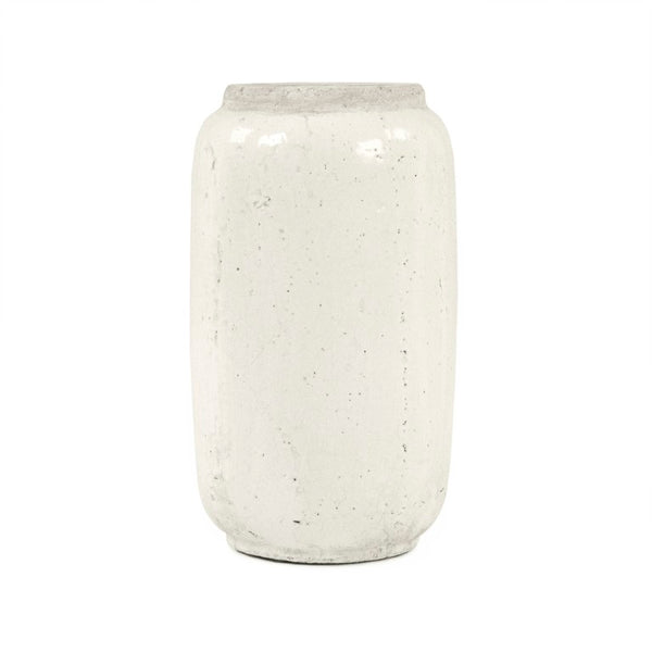 Zentique Distressed White Bowl with Handcrafted Stoneware Finish — Rustic Farmhouse Centerpiece for Serving W7.5 x H14.5 x D7.5 4974XS A25A