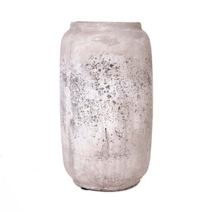 Zentique Distressed Grey Terracotta Vase with Weathered Matte Finish — Rustic Sculptural Accent for Shelves W7.5 x H14.5 x D7.5 4974XS A344