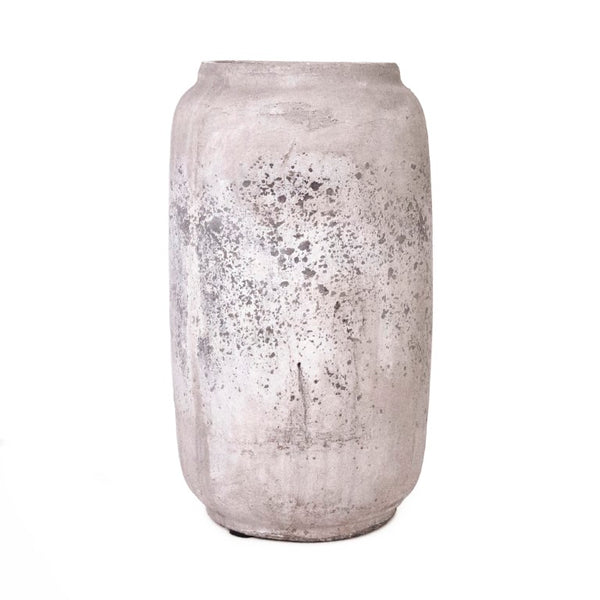 Zentique Distressed Grey Terracotta Vase with Weathered Matte Finish — Rustic Sculptural Accent for Shelves W7.5 x H14.5 x D7.5 4974XS A344