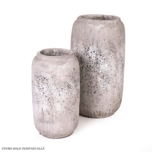 Zentique Distressed Grey Terracotta Vase with Weathered Matte Finish — Rustic Sculptural Accent for Shelves W7.5 x H14.5 x D7.5 4974XS A344