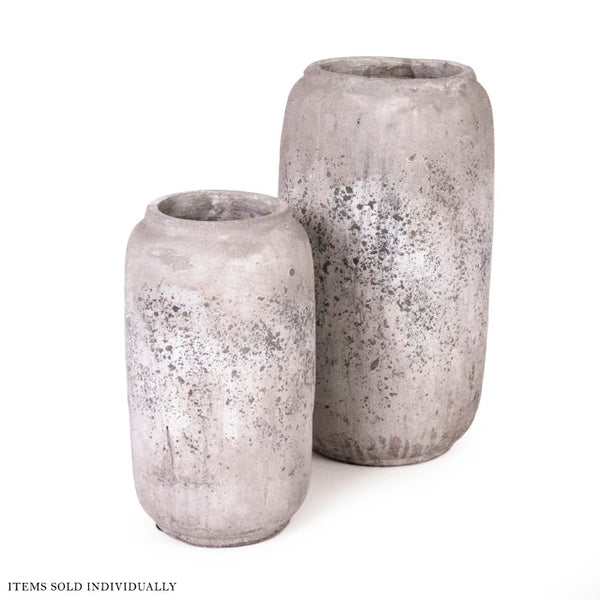 Zentique Distressed Grey Terracotta Vase with Weathered Matte Finish — Rustic Sculptural Accent for Shelves W7.5 x H14.5 x D7.5 4974XS A344