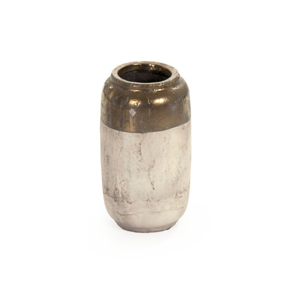 Zentique Gilded Ceramic Vase with Subtle Metallic Sheen — Compact Elegant Accent for Shelves, Tables, Entryways W7.5 x H14.5 x D7.5 4974XS A773A