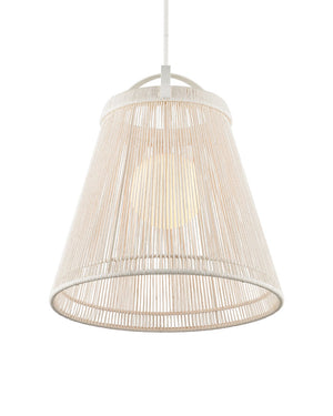 Currey & Company Parnell Medium White Pendant Light - Elegant Bell-shaped Design With Adjustable Chain For Versatile Style Ivory Kraft Paper Twine ,Glass ,Wrought Iron 9000-1302-currey-company