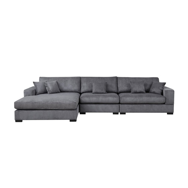 English Elm 148.03'' Mid Century Modern 4 Seat Sectional Sofa with Reversible Chaise for Living Room Grey W876S00329