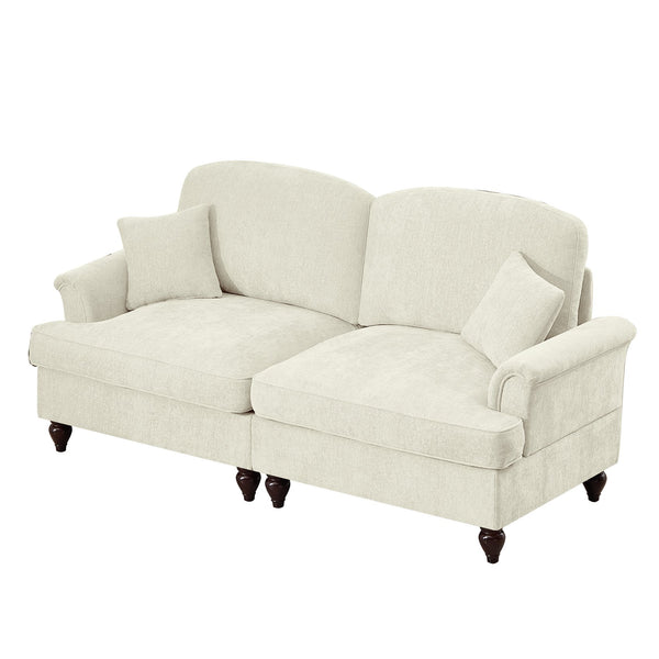 English Elm Elegant Mid Century Chenille Two-Seater Sofa With Flared Arms, Ruffled Skirts & Spindle Legs W3041S00230