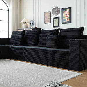 English Elm Deep Seat Corduroy Modular Cloud Couch With Cup Holders – Effortless Comfort, No Assembly Needed! W848S00050