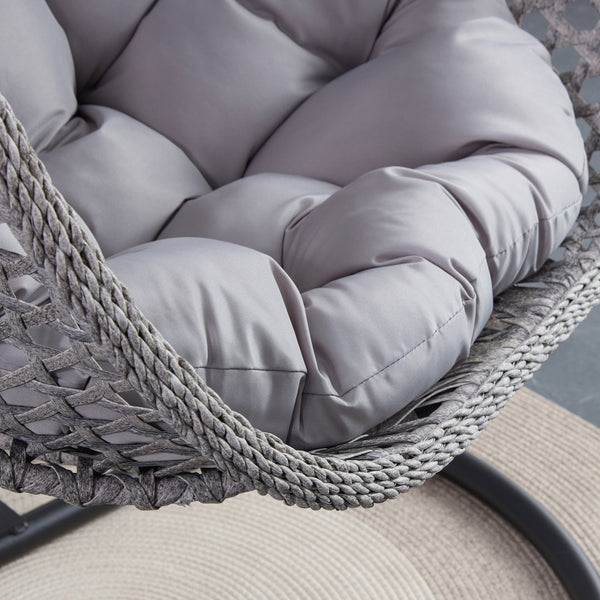 English Elm Egg Swing Chair Woven Rattan Basket Seat with Stand Cushion for Patio Bedroom W1512P498597