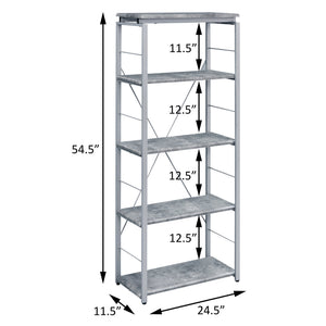 English Elm Grey Industrial 4-Shelf Bookcase with Silver Steel Frame, Rustic Open-Back Design, Durable Storage Appeal B062P186550