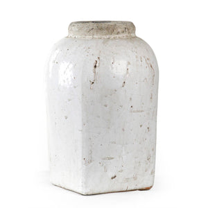 Partially Glazed Off-White Jar (4977L A25A) Zentique