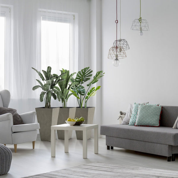 English Elm Outsunny Set Of 3 Modern Tall Gray Planters With Drainage Holes - Stylish Indoor/Outdoor Pots! W2225P174508-GIGA