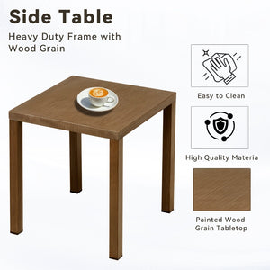 English Elm Outdoor Steel Square Patio Side Table Tempered Glass Top Weather Resistant Deck T3773P418191