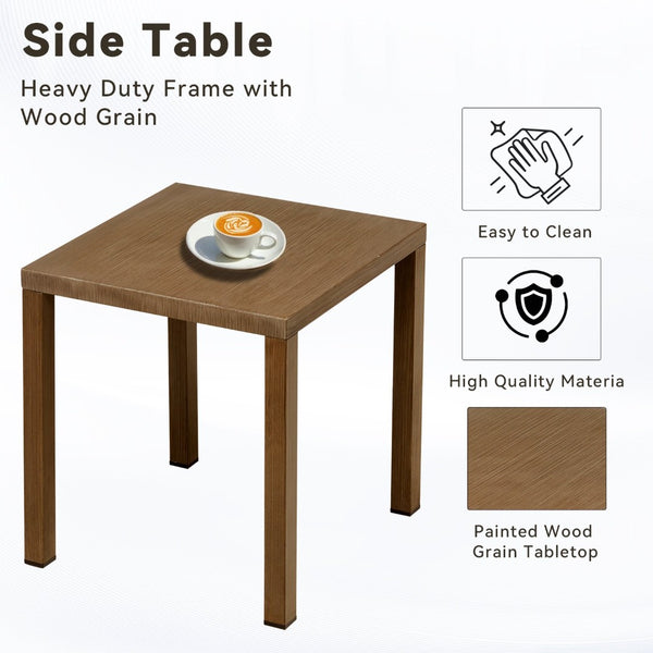 English Elm Outdoor Steel Square Patio Side Table Tempered Glass Top Weather Resistant Deck T3773P418191