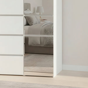 English Elm Elise Modular Wood Closet System with Mirror — White Melamine Durable Design, Ample Storage, Easy Assembly B040S00120