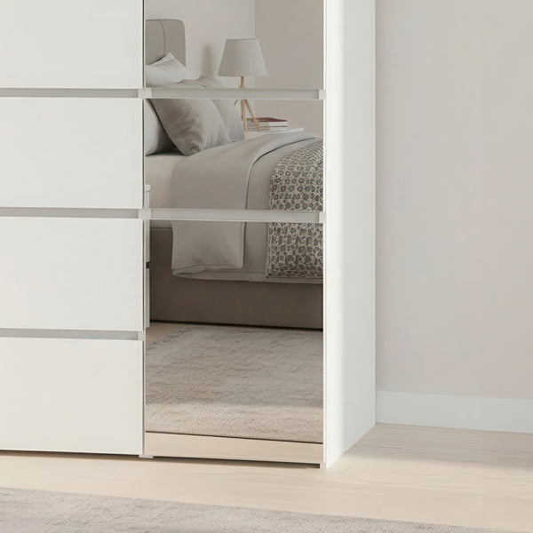 English Elm Elise Modular Wood Closet System with Mirror — White Melamine Durable Design, Ample Storage, Easy Assembly B040S00120