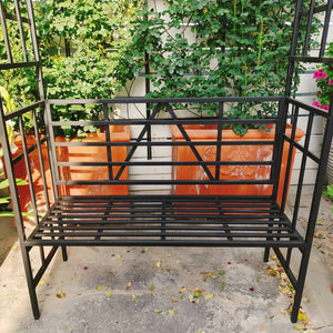 English Elm Metal Garden Arch Bench with Trellis Grid for Climbing Roses and Outdoor Spaces W1586P278441