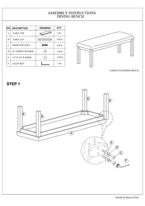 English Elm Contemporary Cherry 48" Dining Bench with Upholstered Cushion, Solid Wood Ladder Back Seating for Two, Rustic Elegance B011P194288
