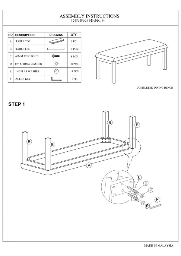 English Elm Contemporary Cherry 48" Dining Bench with Upholstered Cushion, Solid Wood Ladder Back Seating for Two, Rustic Elegance B011P194288