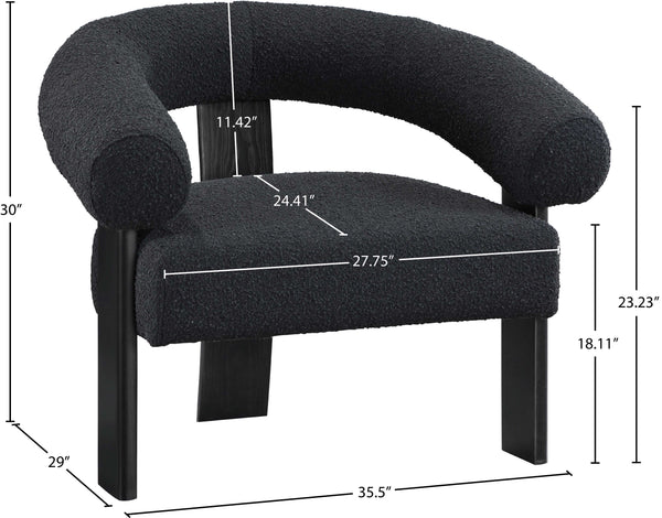 Winston Black Boucle Fabric Accent Chair 497Black Meridian Furniture