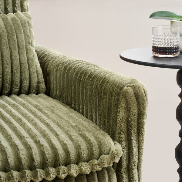 English Elm comfortable Corduroy Green Sofa Bed for Small Apartments Compact 1-Seater with Sponge Cushion, Solid Wood Frame and Black Plastic Legs, Easy Vacuum Care W1658P290461