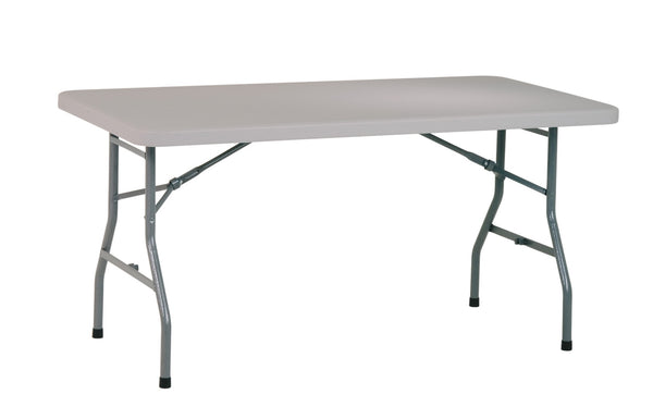 OSP Home Furnishings 5' Resin Top Folding Utility Table with Powder Coated Steel Frame for Indoor Outdoor Use 5' BT05Q