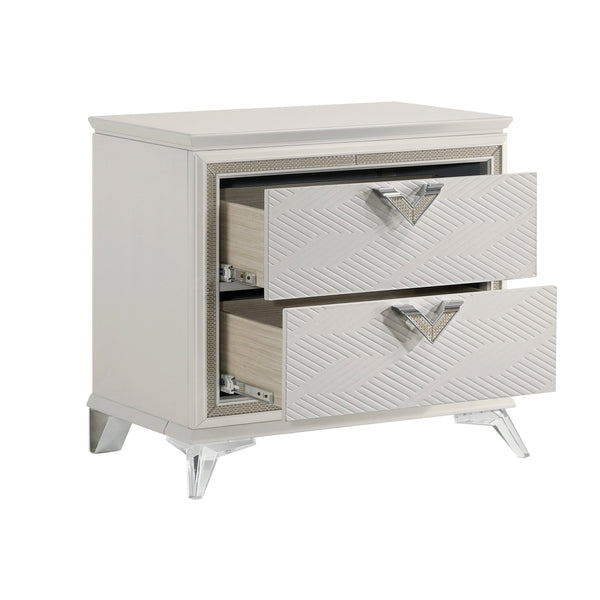 English Elm Antique White 2-Drawer Nightstand 31x19x27.5" Luxury Modern Bedroom Storage with Soft-Close Drawers B011P270975