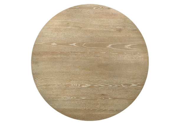 English Elm Elena Round Oak Veneer Dining Table Seats Six with Led Base and Open Shelving B2749S00253
