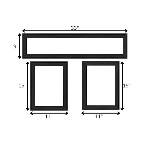 English Elm "kitchen Triptych Framed Wall Art Set Three Panels Black Matte Dining Room Decor B06788726