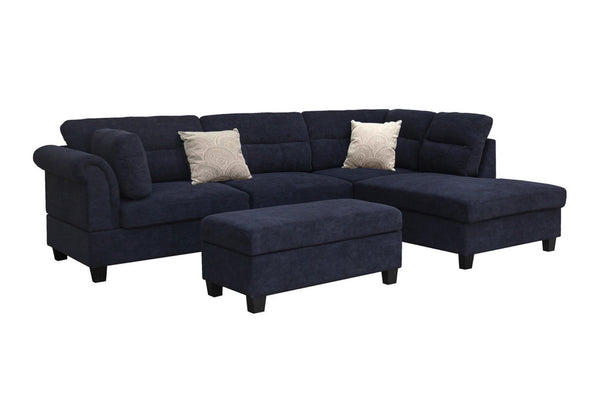 English Elm Domenico Tufted Sectional Sofa with Chaise Storage Ottoman and Pocket Coil Seats Black B2749S00166