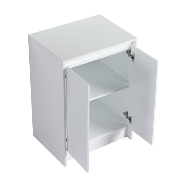 English Elm 24" Freestanding Bathroom Storage Cabinet With Soft-Close Doors, Adjustable Shelves & Glossy Finish W999P312106