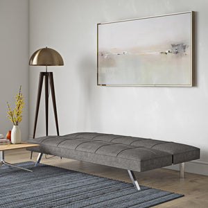English Elm METAL Futon Sofa Bed Grey Fabric - Multifunctional Reclining Sofa, Space-Saving, 650LB Capacity W2297P284114