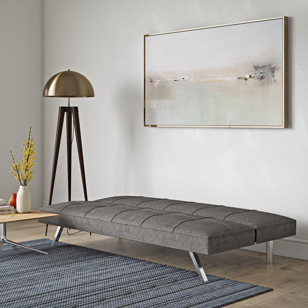 English Elm METAL Futon Sofa Bed Grey Fabric - Multifunctional Reclining Sofa, Space-Saving, 650LB Capacity W2297P284114