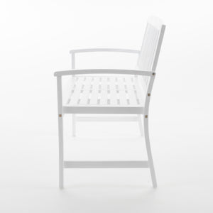 English Elm Christopher Knight Home® - LOJA Bench - Acacia Wood Outdoor Bench with Ergonomic Curved Backrest, Durable Stable Construction White 57495.00ACAWHI