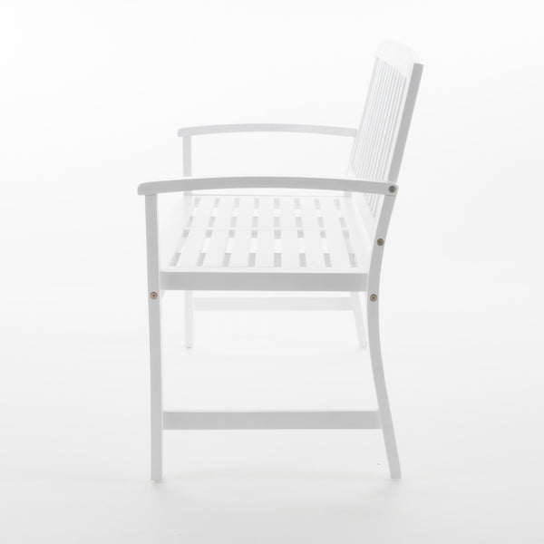 English Elm Christopher Knight Home® - LOJA Bench - Acacia Wood Outdoor Bench with Ergonomic Curved Backrest, Durable Stable Construction White 57495.00ACAWHI