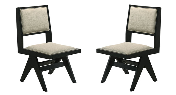 English Elm Contemporary Upholstered Dining Arm Chairs Set of 2 with Trestle Base, Foam Cushion, Plank Arms Black 37 L x 25.5 W x 9 H B011P286742
