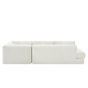 English Elm L-shaped Chenille Sectional Sofa with Deep Modular Seating and Layered Cushion Comfort Beige N763S000090A