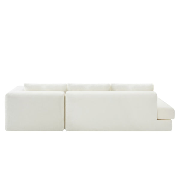 English Elm L-shaped Chenille Sectional Sofa with Deep Modular Seating and Layered Cushion Comfort Beige N763S000090A