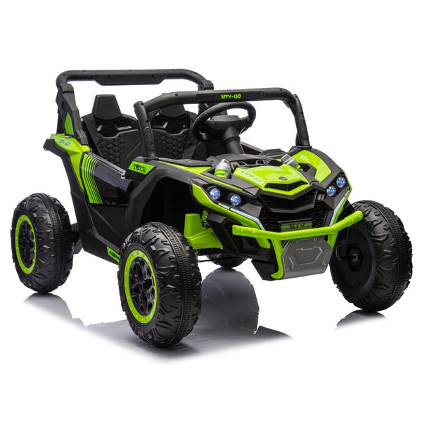 English Elm 24v Two Seat Kids Electric Utv with Parental Remote Suspension Off Road Ride On Green W1578P184798