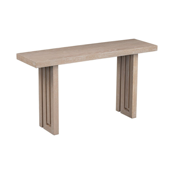 English Elm U_style Oak Veneer Console Table Sculptural Cutout Sides for Entryway or Hallway N711P241282A