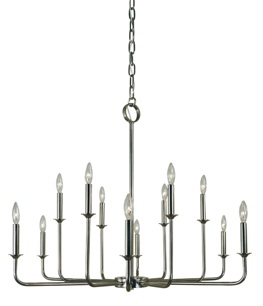 Framburg 12-light Elegant Boulevard Chandelier - Timeless Antique Brass & Matte Black Design For Stunning Spaces Polished Nickel Metal 4982 Pn