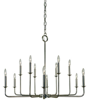 Framburg 12-light Elegant Boulevard Chandelier - Timeless Antique Brass & Matte Black Design For Stunning Spaces Polished Nickel Metal 4982 Pn