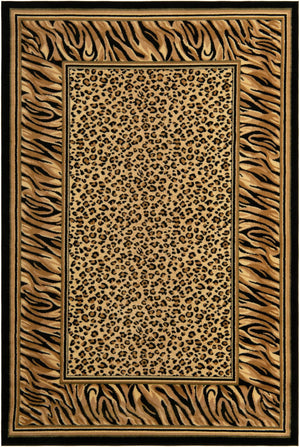 Unique Loom Wildlife Cheetah Machine Made Border Rug Light Brown, Black/Cream/Green/Light Brown/Tan 6' 1" x 9' 0"