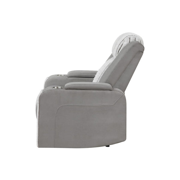 English Elm Duran Power Recliner with Led Lighting Usb Charging and Adjustable Headrest Support Grey B201P412681