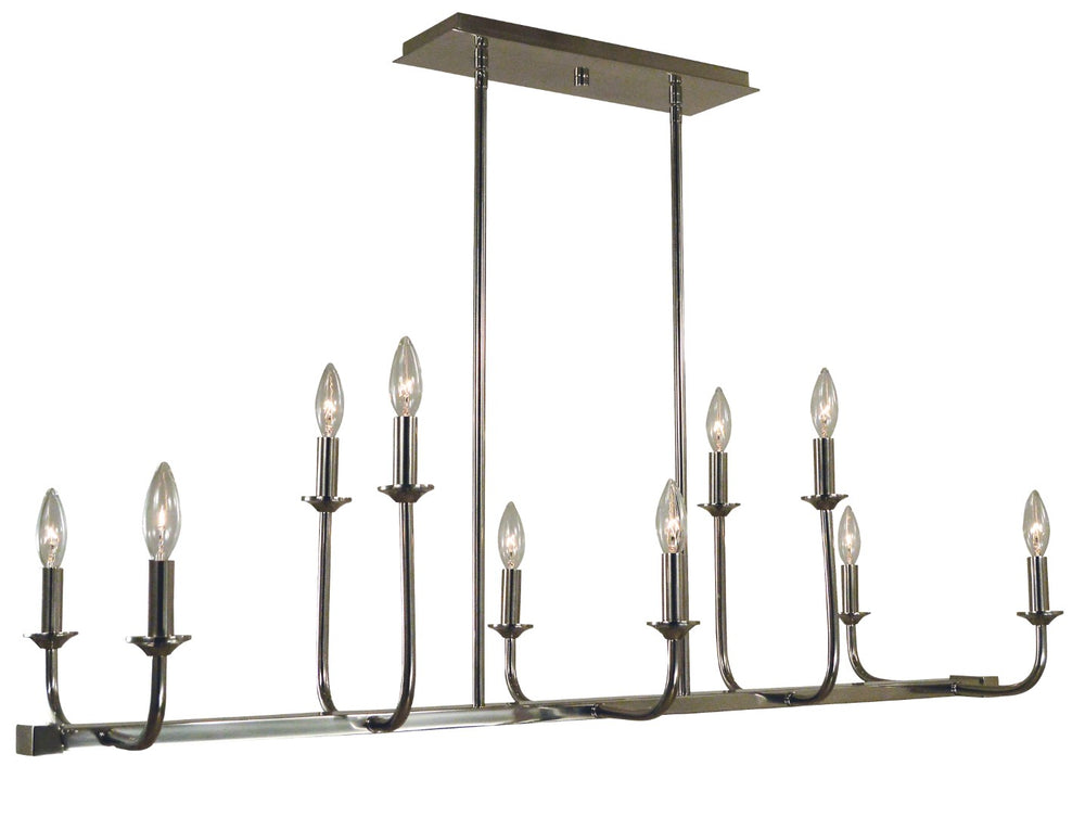 Framburg 10-light Boulevard Island Chandelier – Elegant Iron Finish For Stunning Home Décor & Lighting! Polished Nickel Metal 4983 Pn