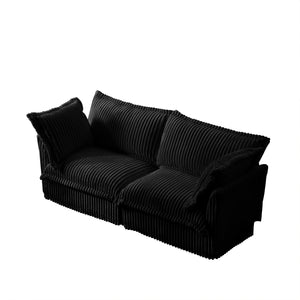 English Elm Modern Slipcovered 2-Seat Sofa In Black Corduroy – Comfy, Removable Covers, Perfect For Small Spaces! W3041S00094