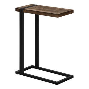 English Elm Accent C-Shaped Side Table with Reclaimed Wood-Look Top and Sleek Metal Frame for Small Spaces Brown 28 L x 13 W x 6 H B2710P219144