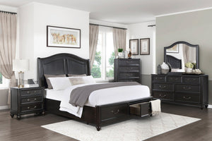 English Elm Charcoal Brown Birch Veneer Five Drawer Chest with Antique Pewter Handles Traditional Bedroom B011P225161