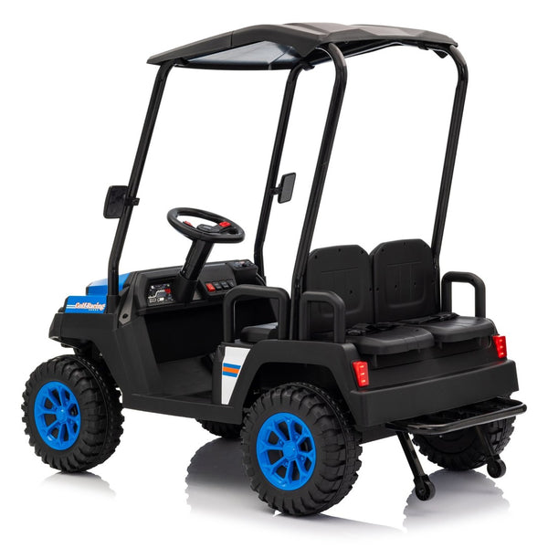 English Elm 24v Kids Electric Ride on Truck Four Seat All Wheel Drive Spring Suspension Sunshade Blue W1578P381256
