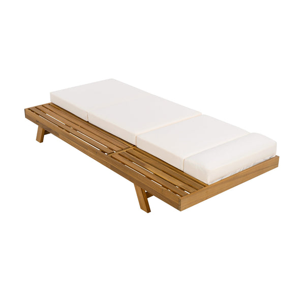 English Elm Christopher Knight Home® - Lounge Chaise Set With Adjustable Headrest - Elegant Acacia Wood & Water-Resistant Cushions For Comfort N770P253442T_N770P285267C