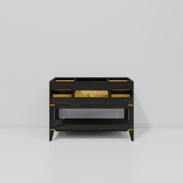 English Elm Black Oak Single Bath Vanity 48" With White Quartz Top, Chrome Faucet & Ample Storage Solutions B2731P261029
