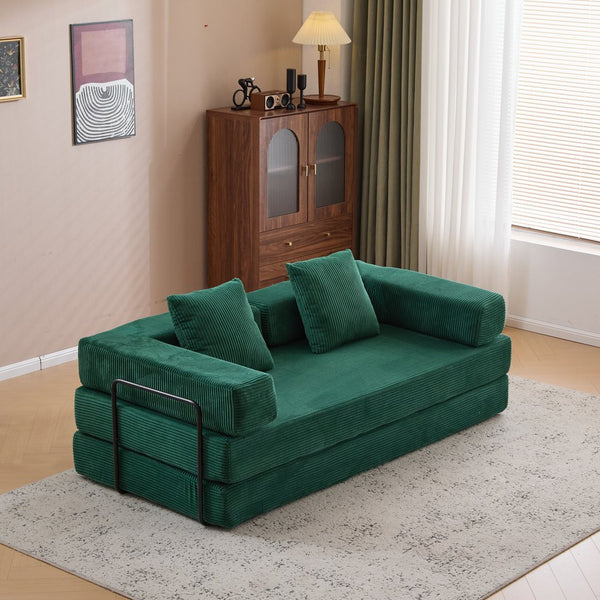English Elm Floor Couch Convertible Sofa Bed With Pillow Back Support - Comfy Corduroy Lounge For Small Spaces W3723P345018